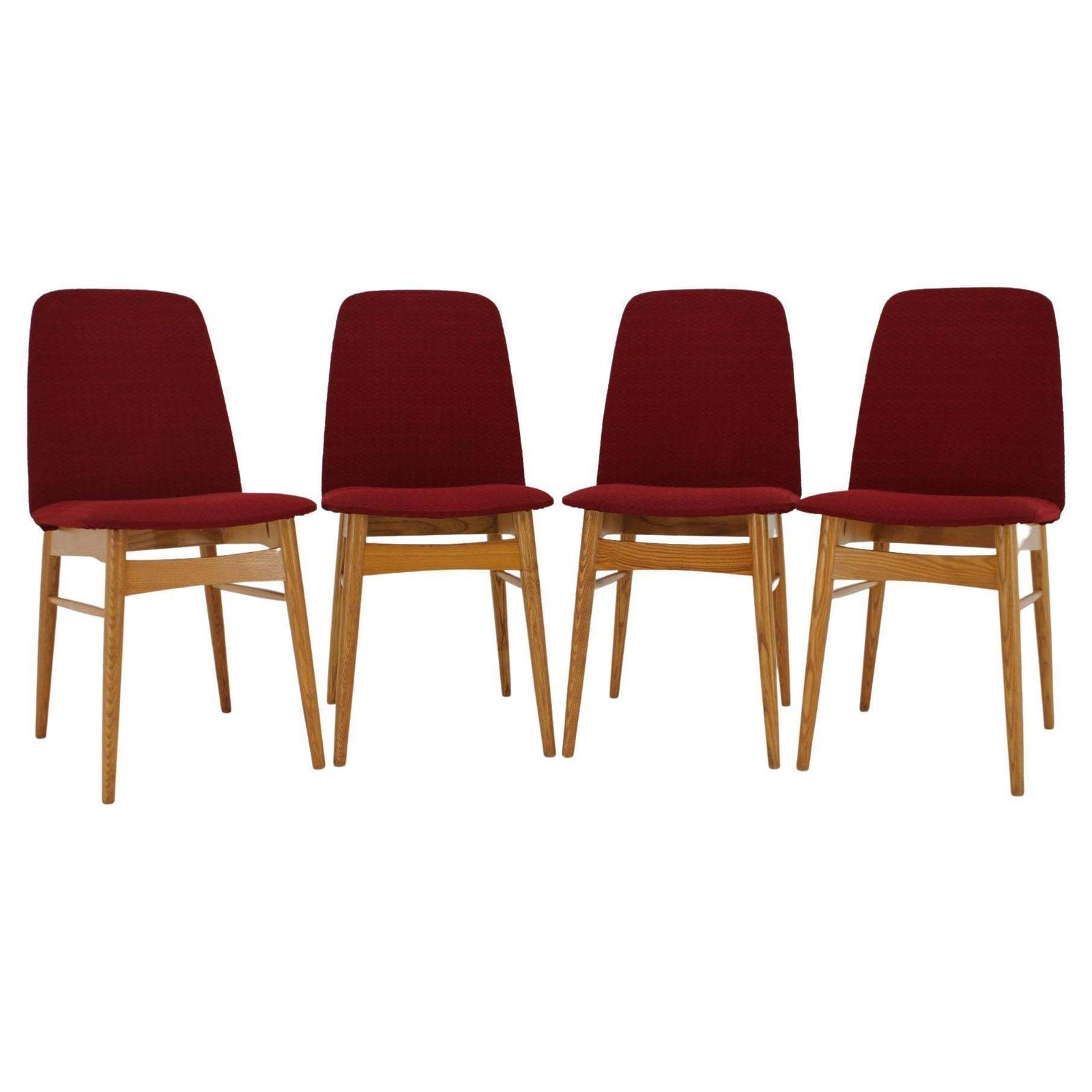 1960s Set Of Four Elm Dining Chairs,Czechoslovakia