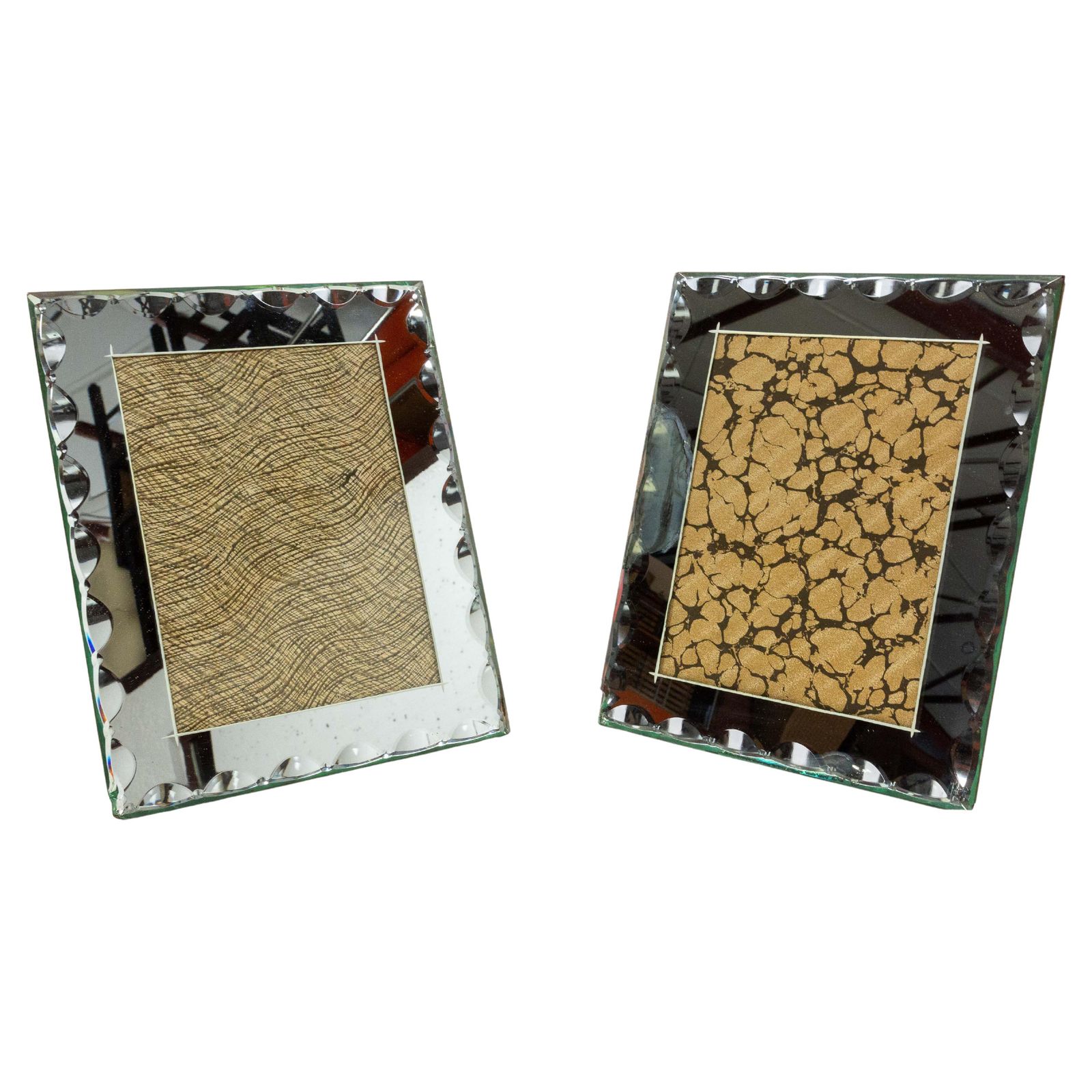 French Art Deco Pair Of Mirror Standing Photo Frames, Circa 1930