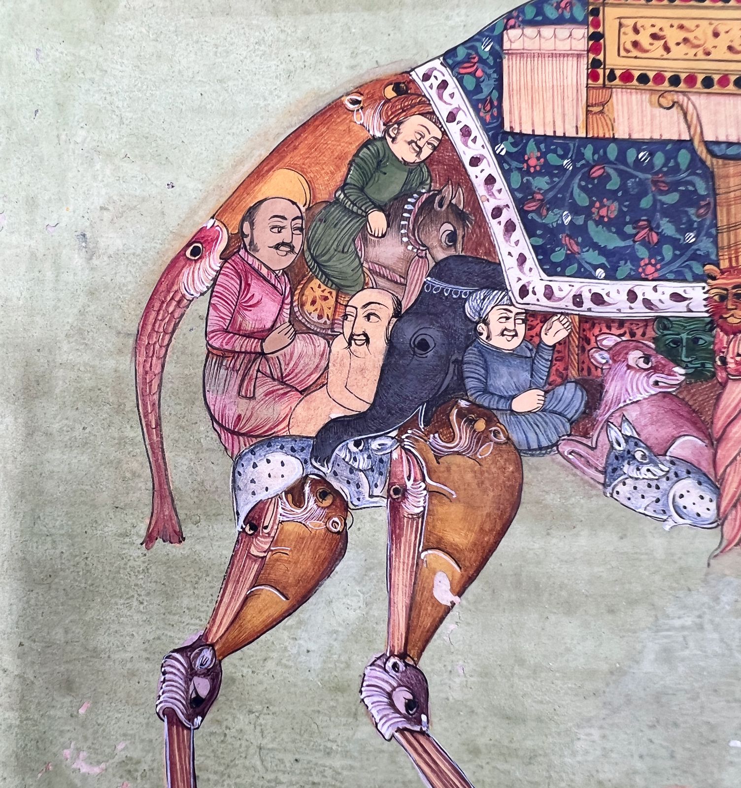 Indian Miniature Painting Depicts A Lady Riding A Composite Camel, 20th Century photo 2500.0