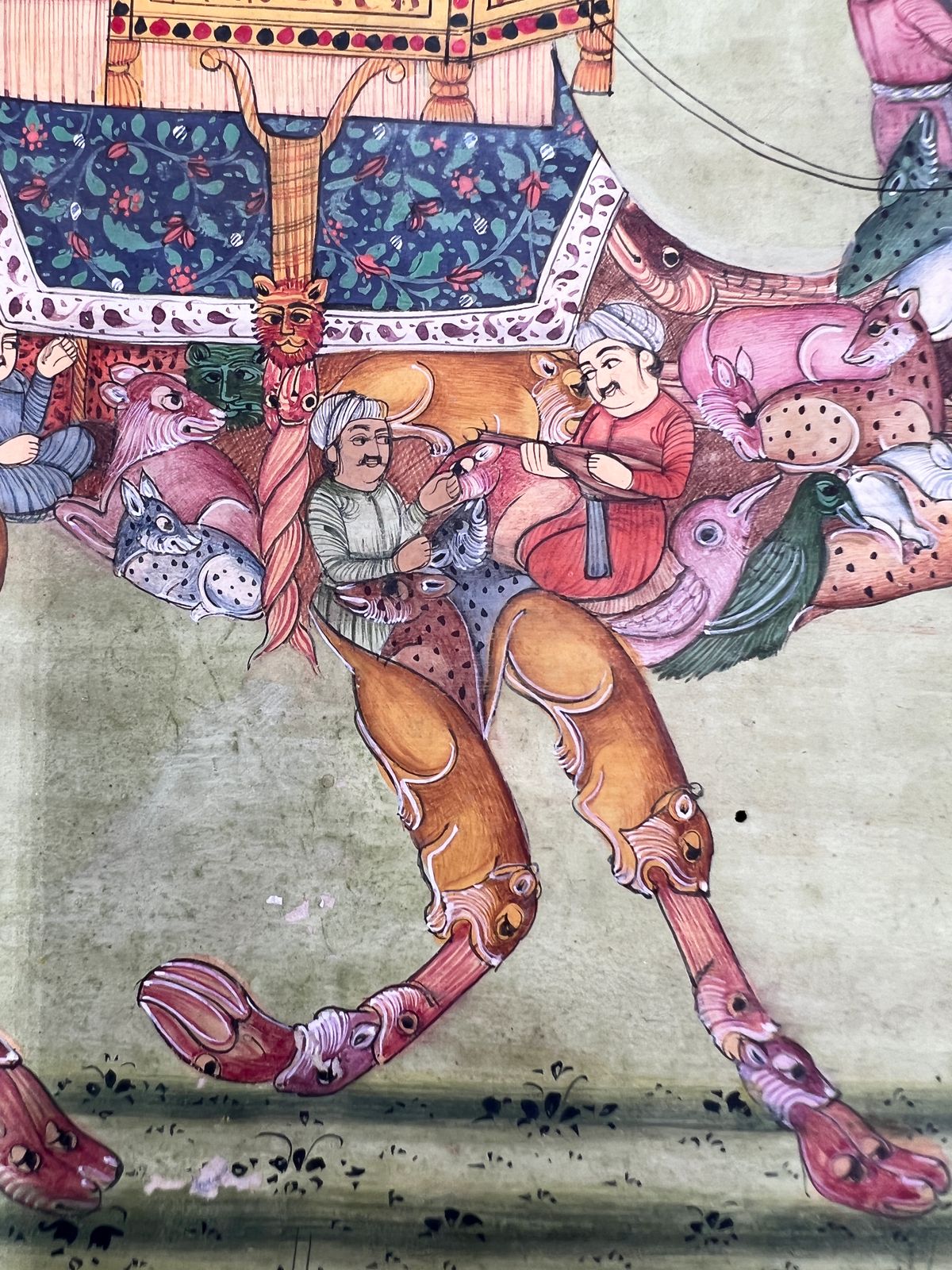 Indian Miniature Painting Depicts A Lady Riding A Composite Camel, 20th Century photo vinterior