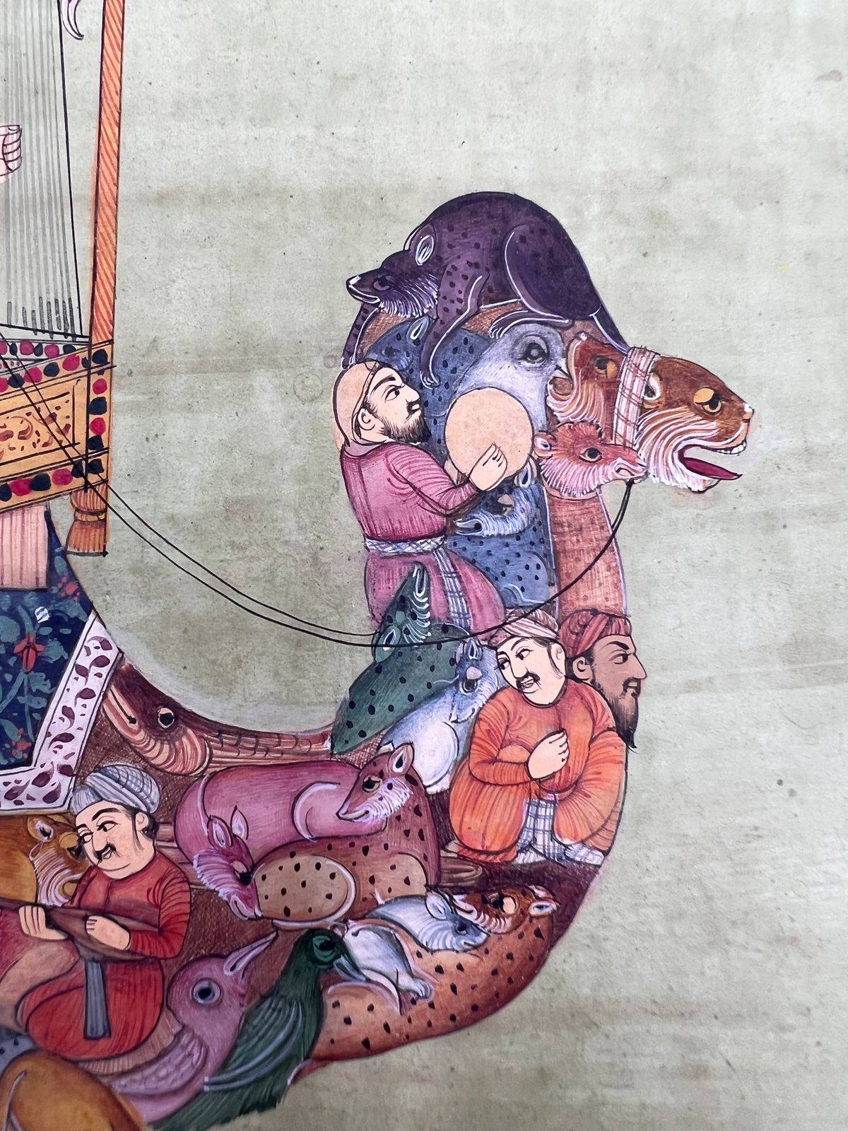Indian Miniature Painting Depicts A Lady Riding A Composite Camel, 20th Century photo buy