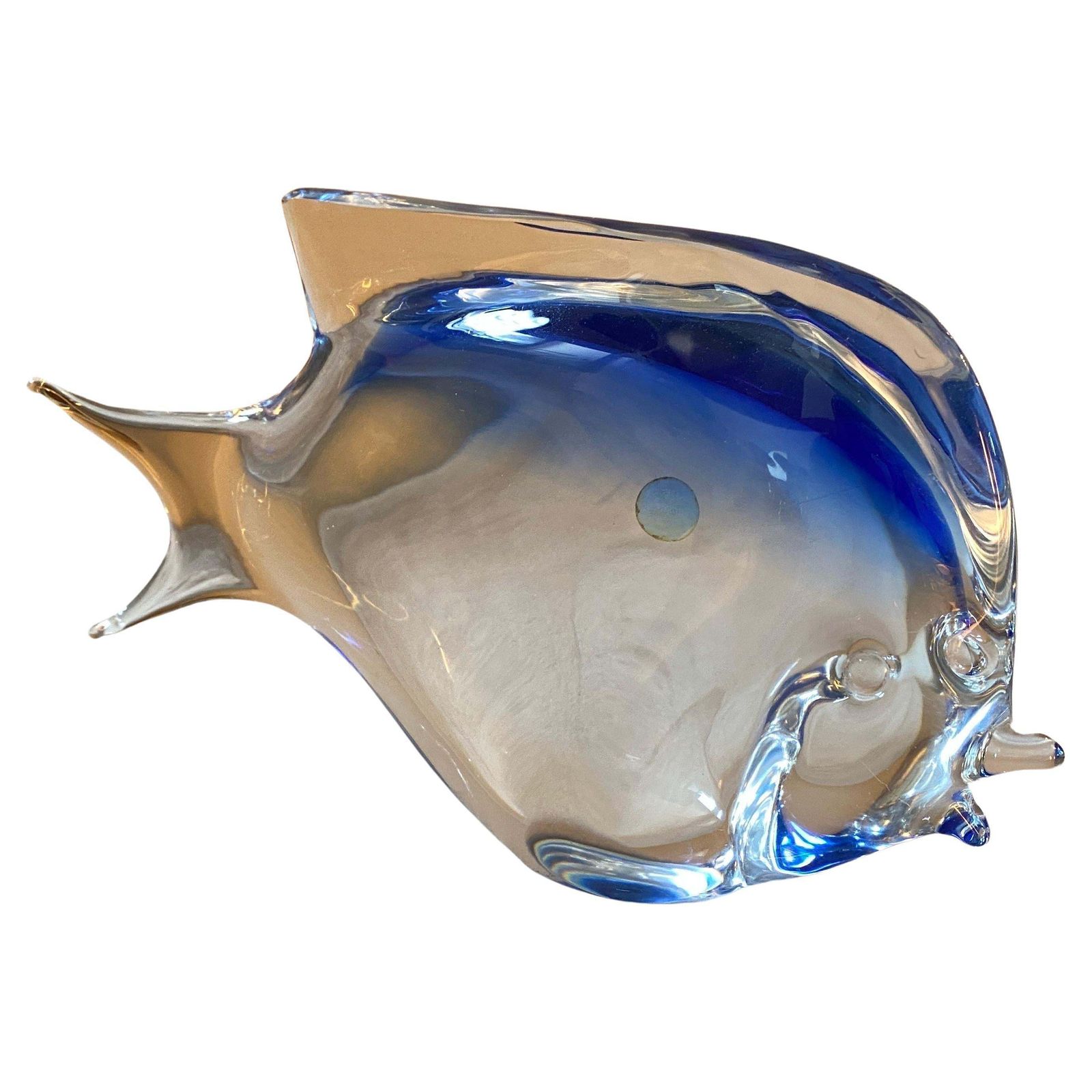 1970s Modernist Blue Murano Glass Tropical Fish In The Manner Of Seguso