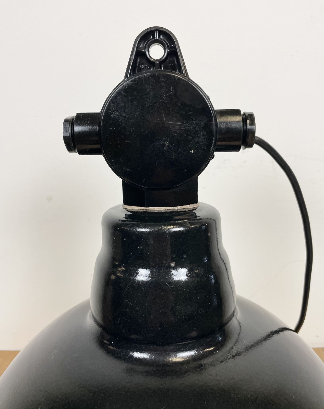 photo for sale East German Black Enamel Factory Light By Lbd Veb Leuchtenbau Dresden, 1950s