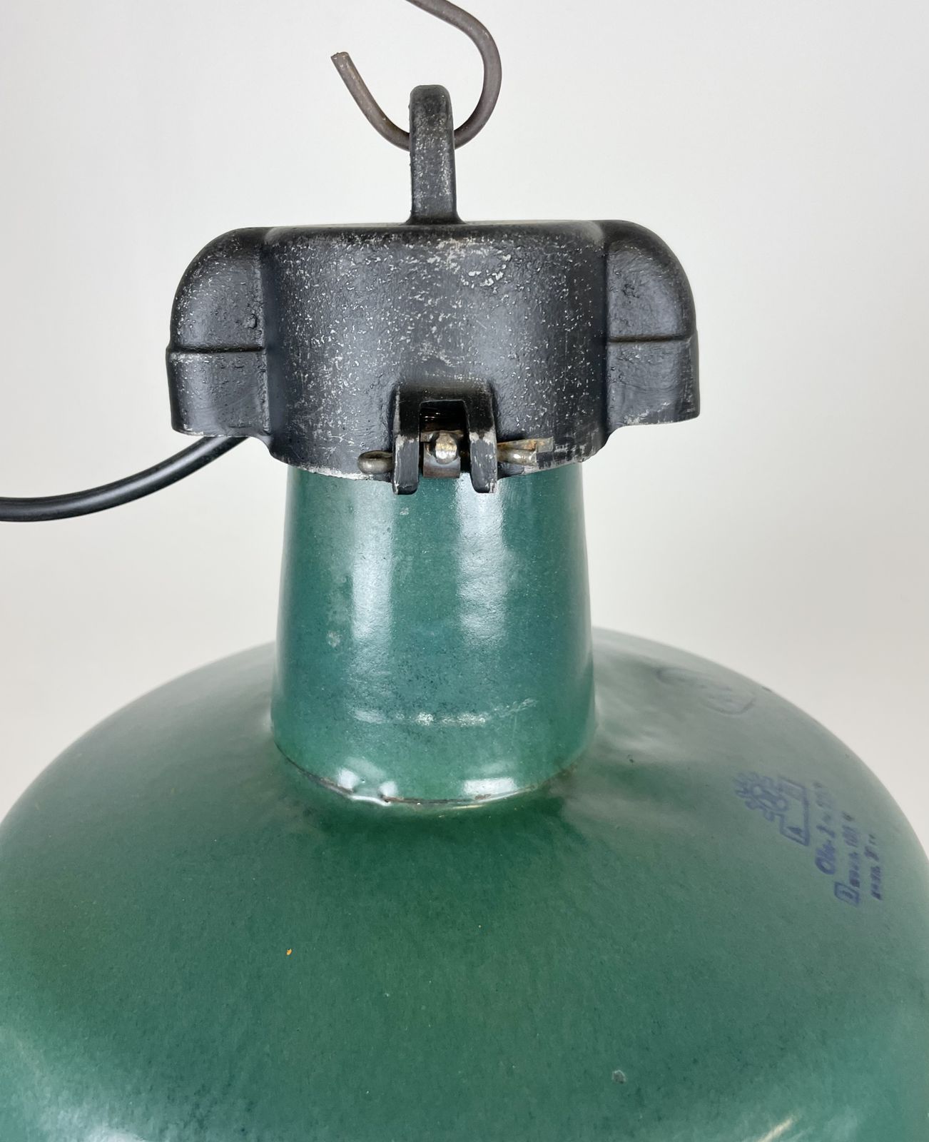 photo furniture Industrial Green Enamel Factory Lamp With Cast Iron Top, 1960s, 6x
