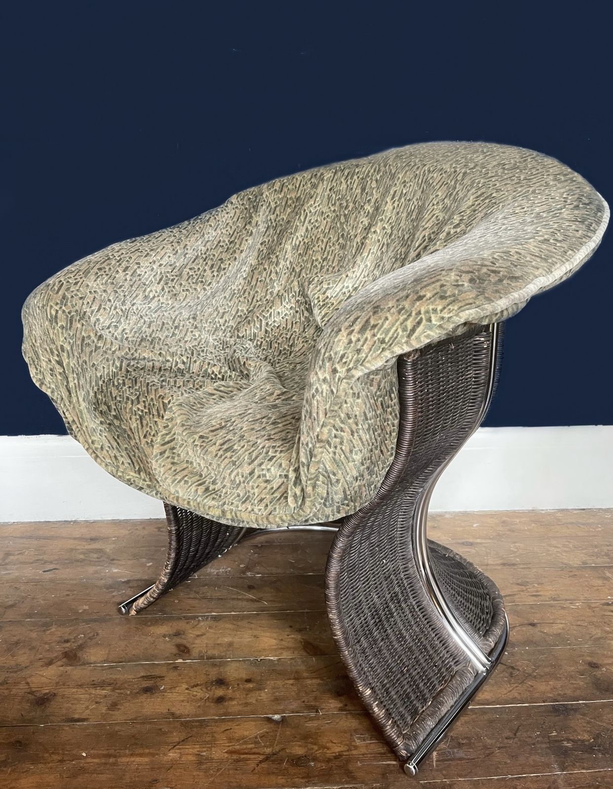 photo for sale Rare Material Wicker Venus Armchairs By Pieff