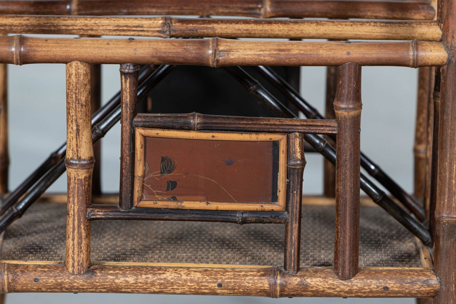 English 19thc Bamboo Side Table Magazine Rack photo vinterior