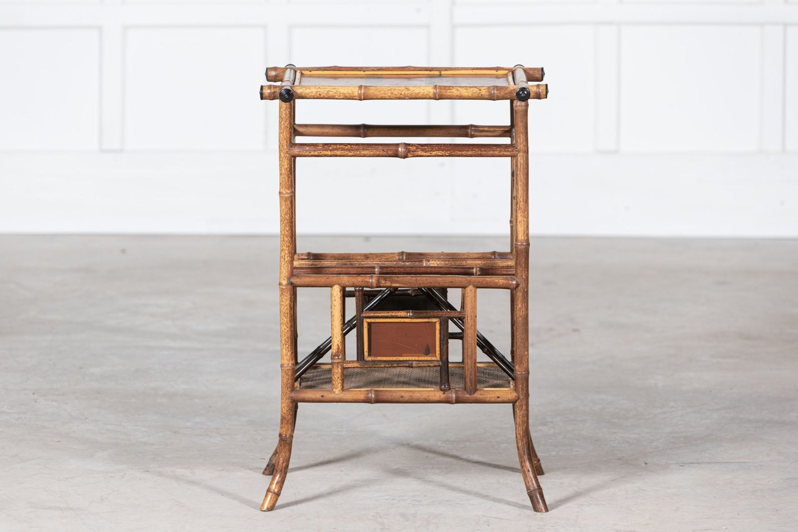 photo for sale English 19thc Bamboo Side Table Magazine Rack