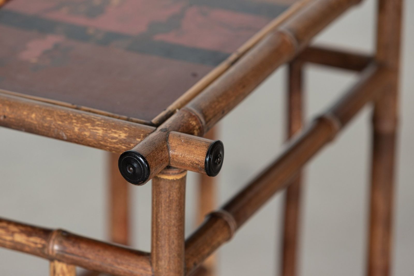 photo vintage English 19thc Bamboo Side Table Magazine Rack