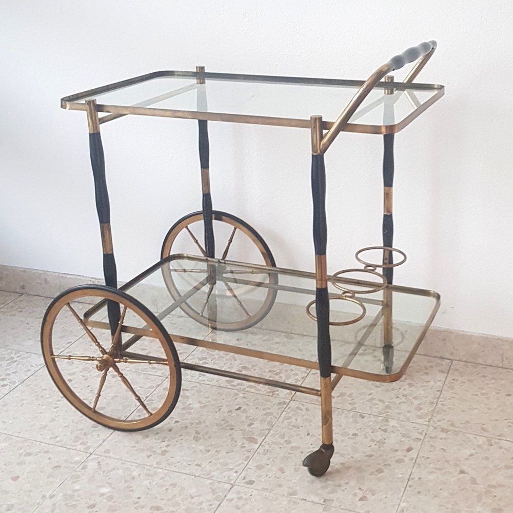 Mid Century Italian Bar Cart By Cesare Lacca, 1950s