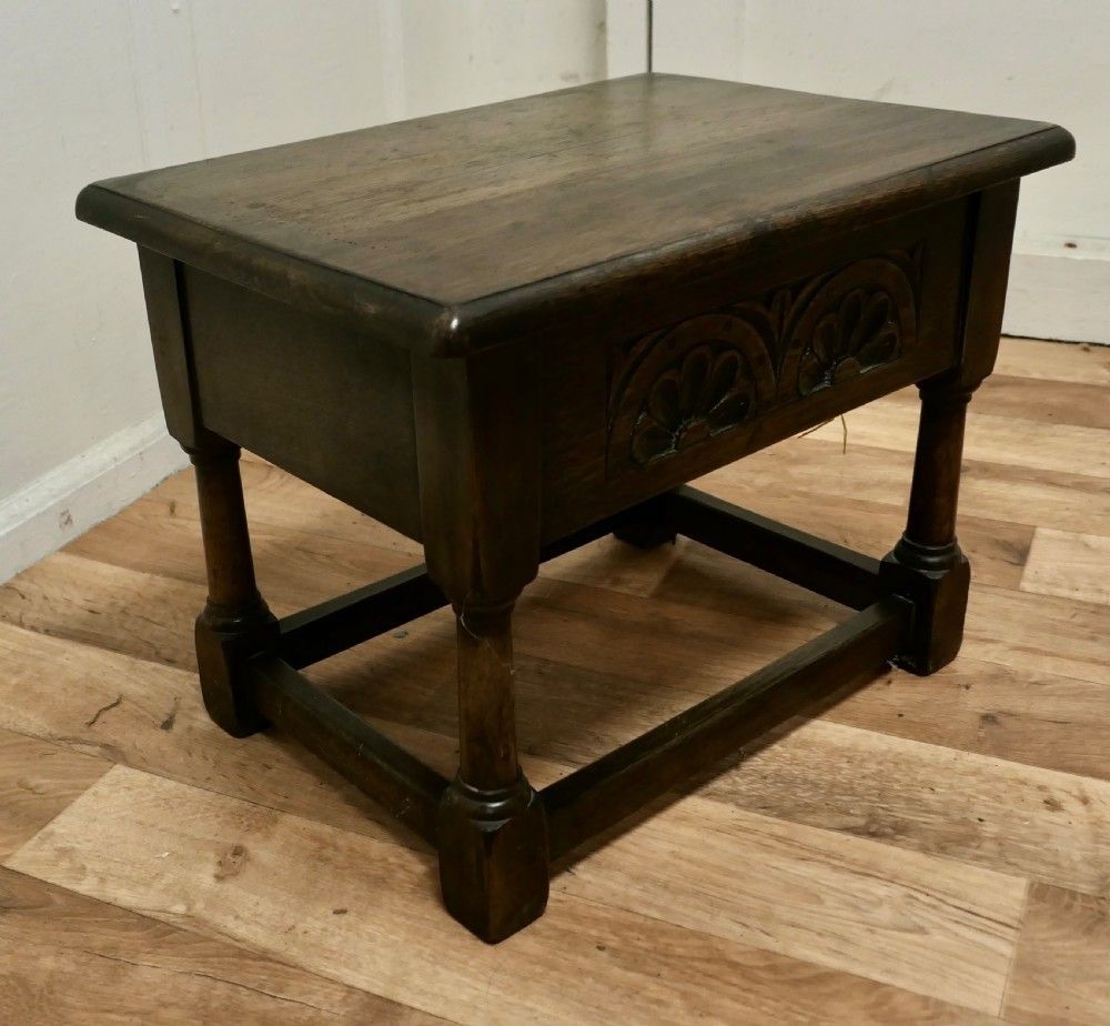 An Oak Joint Coffin Stool, Occasional Table, Sewing Box photo for sale