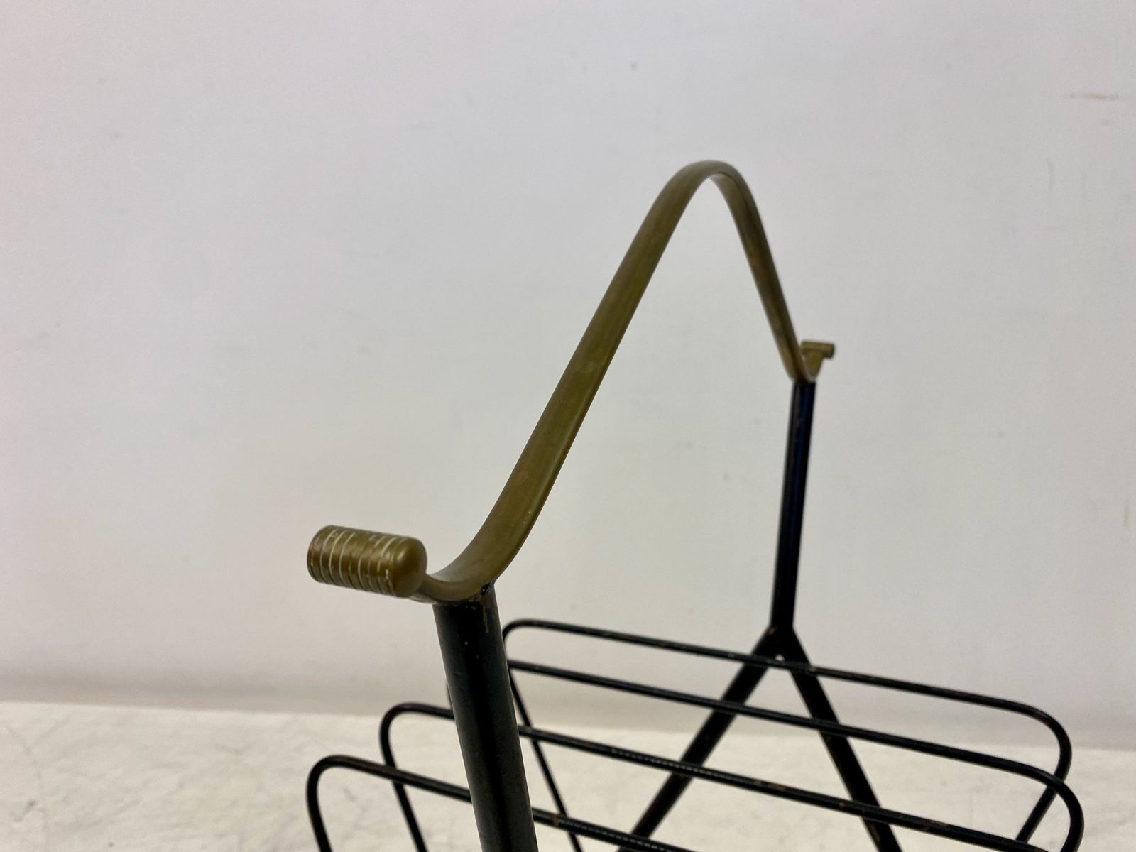1960s Italian Black Metal And Brass Magazine Rack photo 345.0