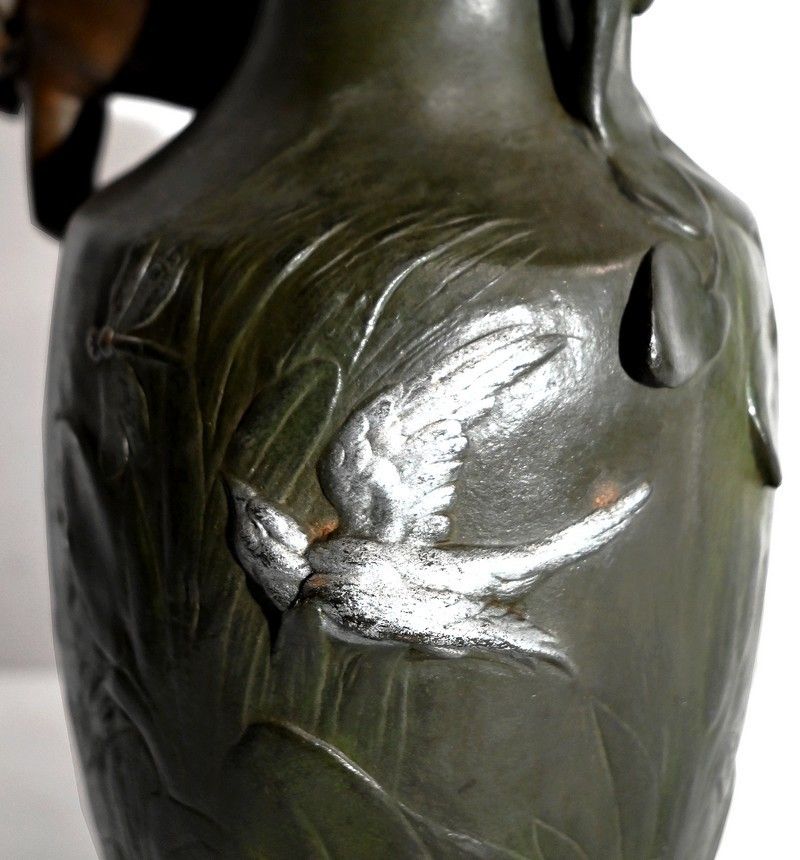 photo buy Pair Of Spelter Vases, A. Moreau – Late 19th Century