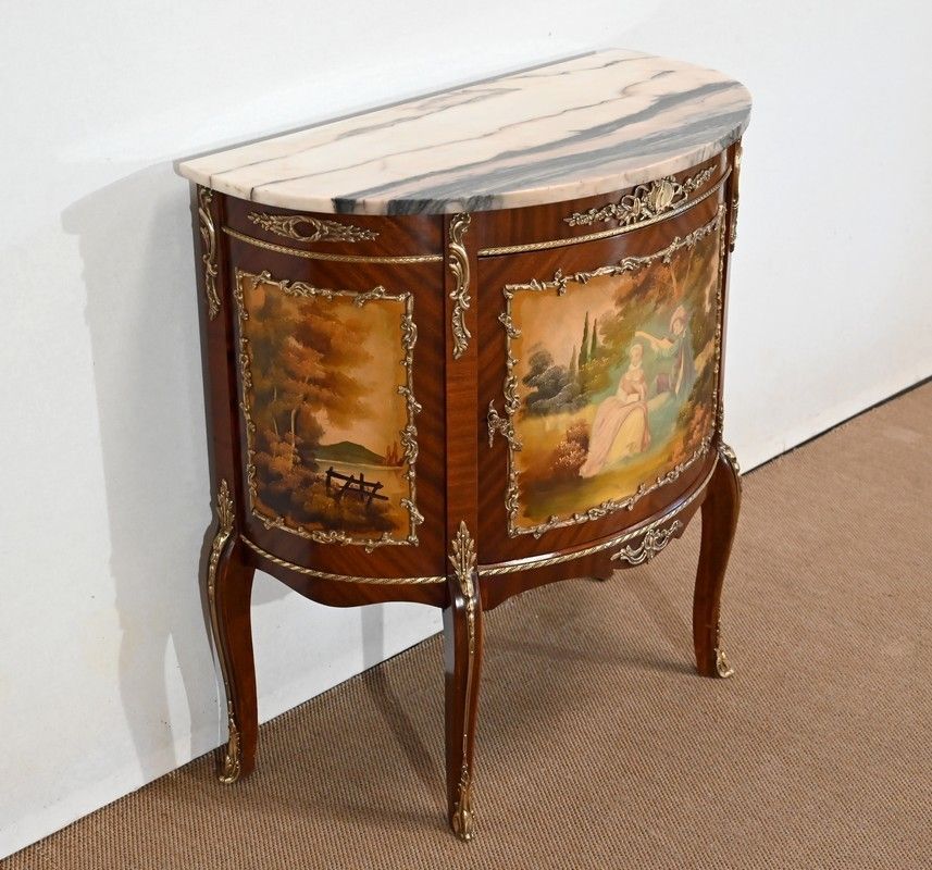 Mahogany Demi Lune Sideboard,Commode, Transition Louis XV / Louis XVI, 1st Part Of The 20th Century photo furniture