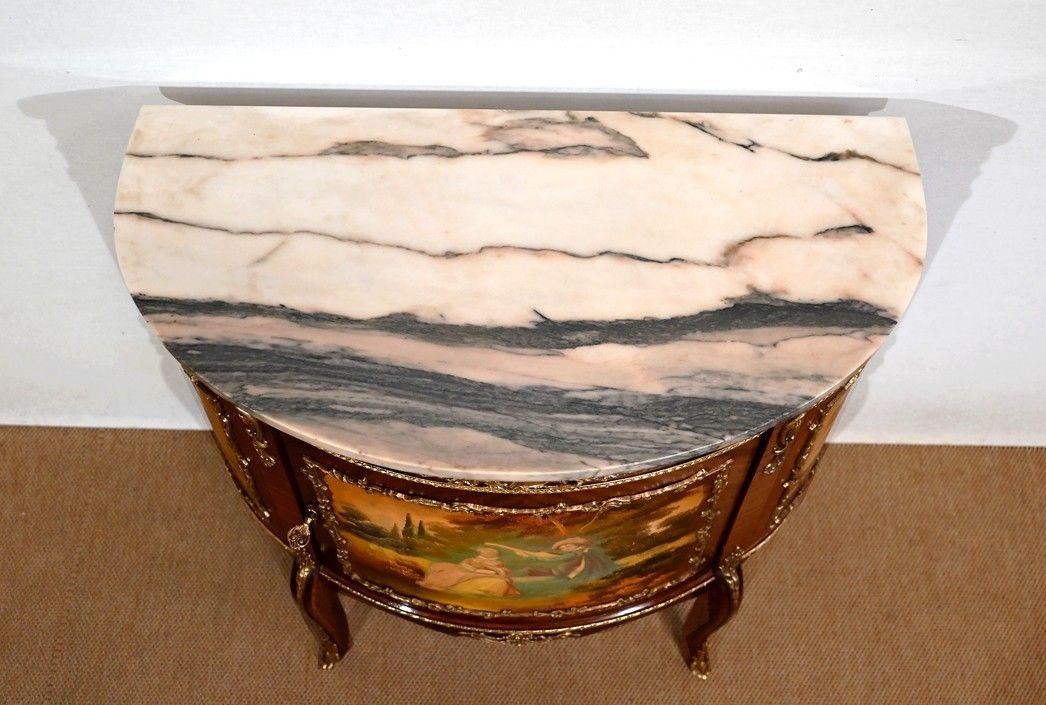 Mahogany Demi Lune Sideboard,Commode, Transition Louis XV / Louis XVI, 1st Part Of The 20th Century photo 2904.6