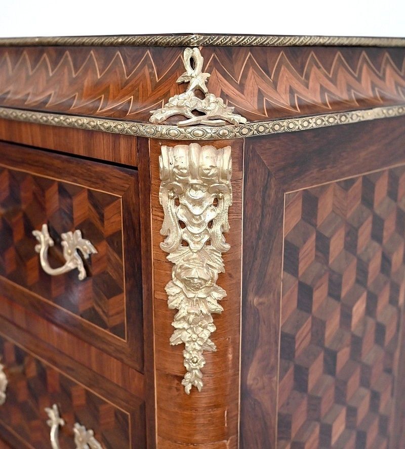 Semainier Secretaire In Precious Wood, Louis XV Style, Napoleon III Period   Mid 19th Century photo vintage