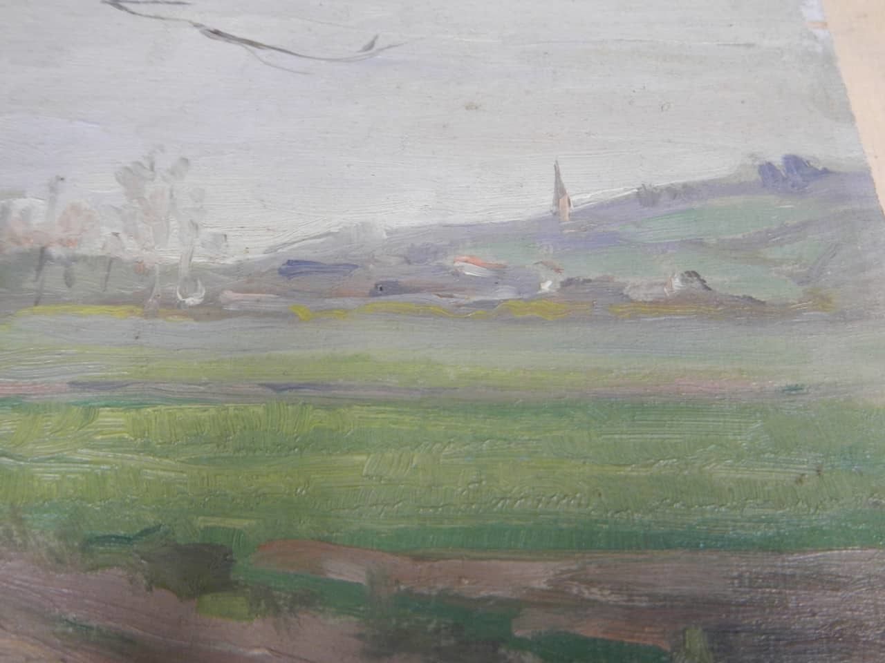 Painting Oil By Des Champs "Bell Tower" photo Art
