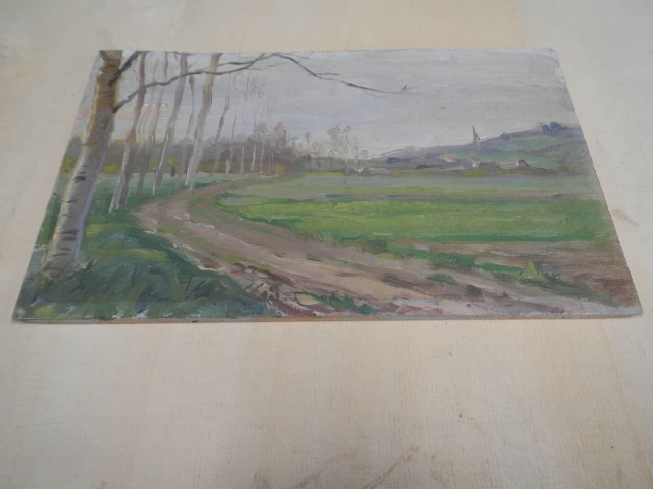 Painting Oil By Des Champs "Bell Tower"