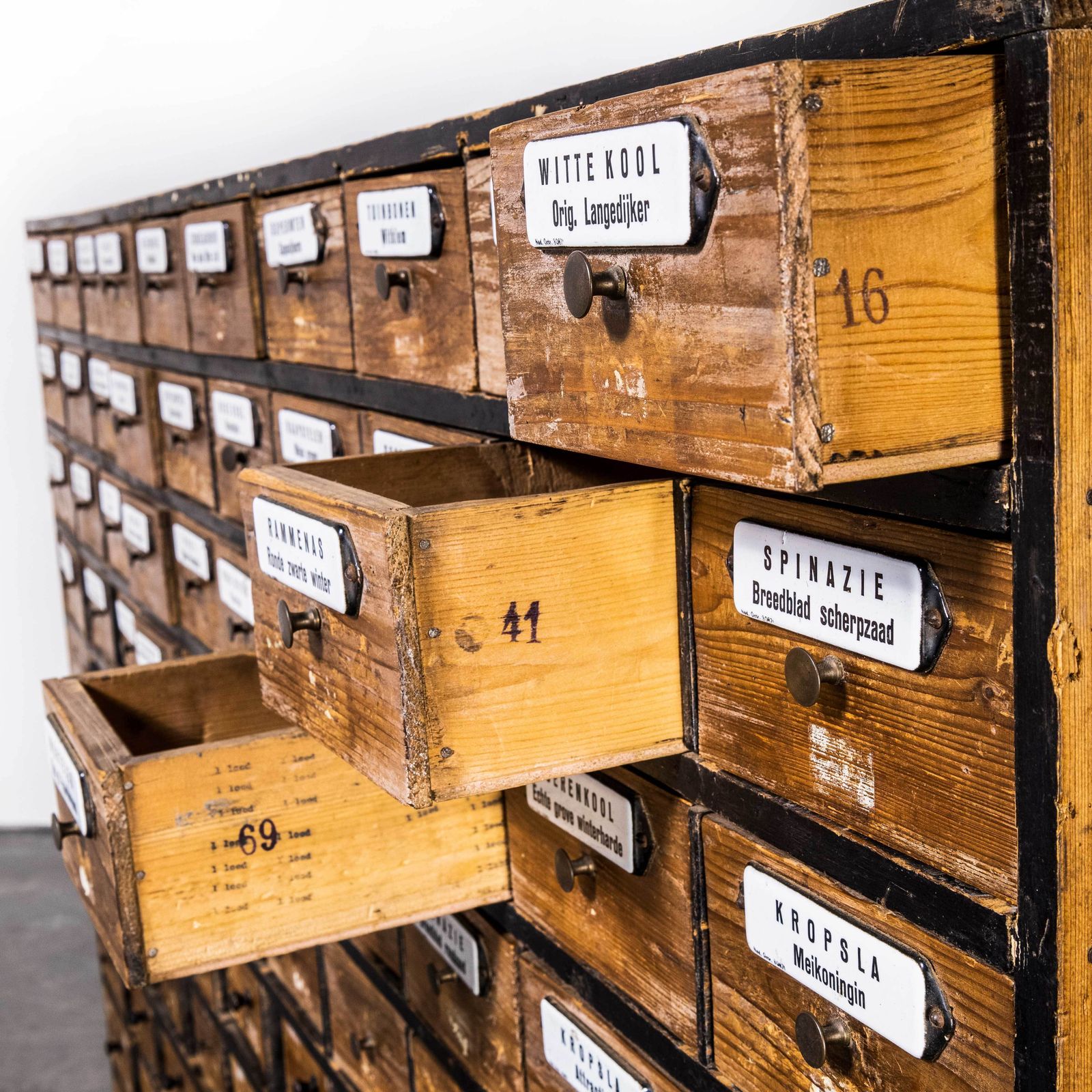 photo furniture 1950’s Very Large Dutch Seed Bank Of Drawers – One Hundred Drawers (1673)