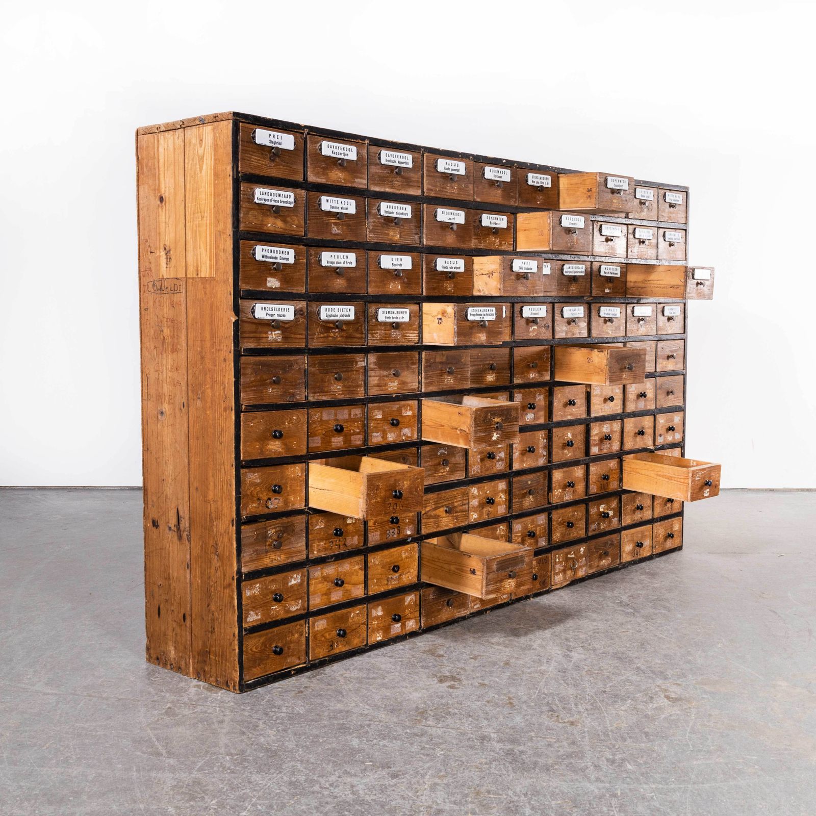 Furniture 1950’s Very Large Dutch Seed Bank Of Drawers – One Hundred Drawers (1673) photo