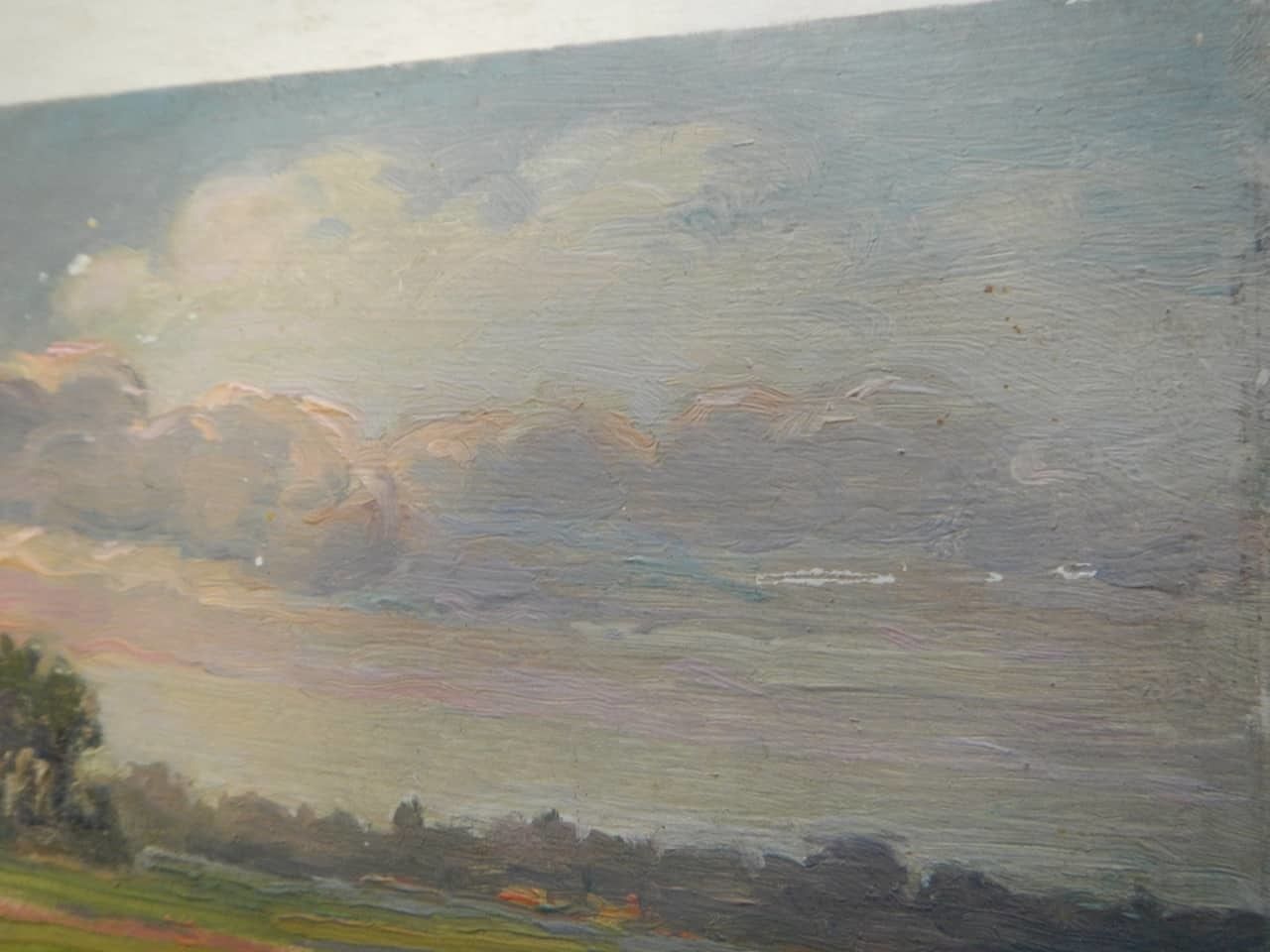 Oil Painting By Des Champs " Coucher De Soleil" photo Art