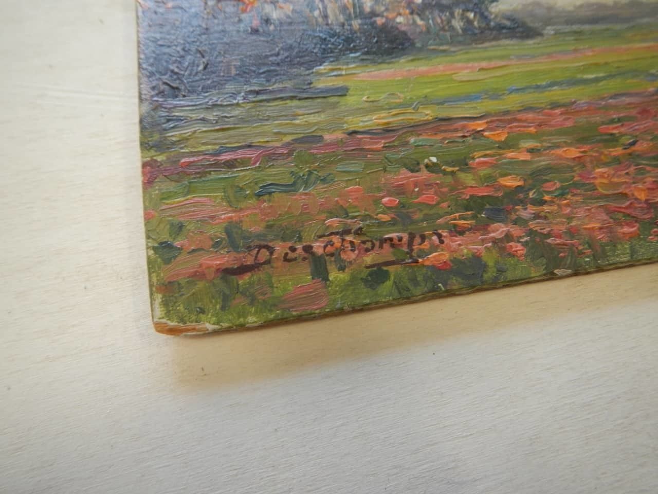 499.2 Oil Painting By Des Champs " Coucher De Soleil" photo