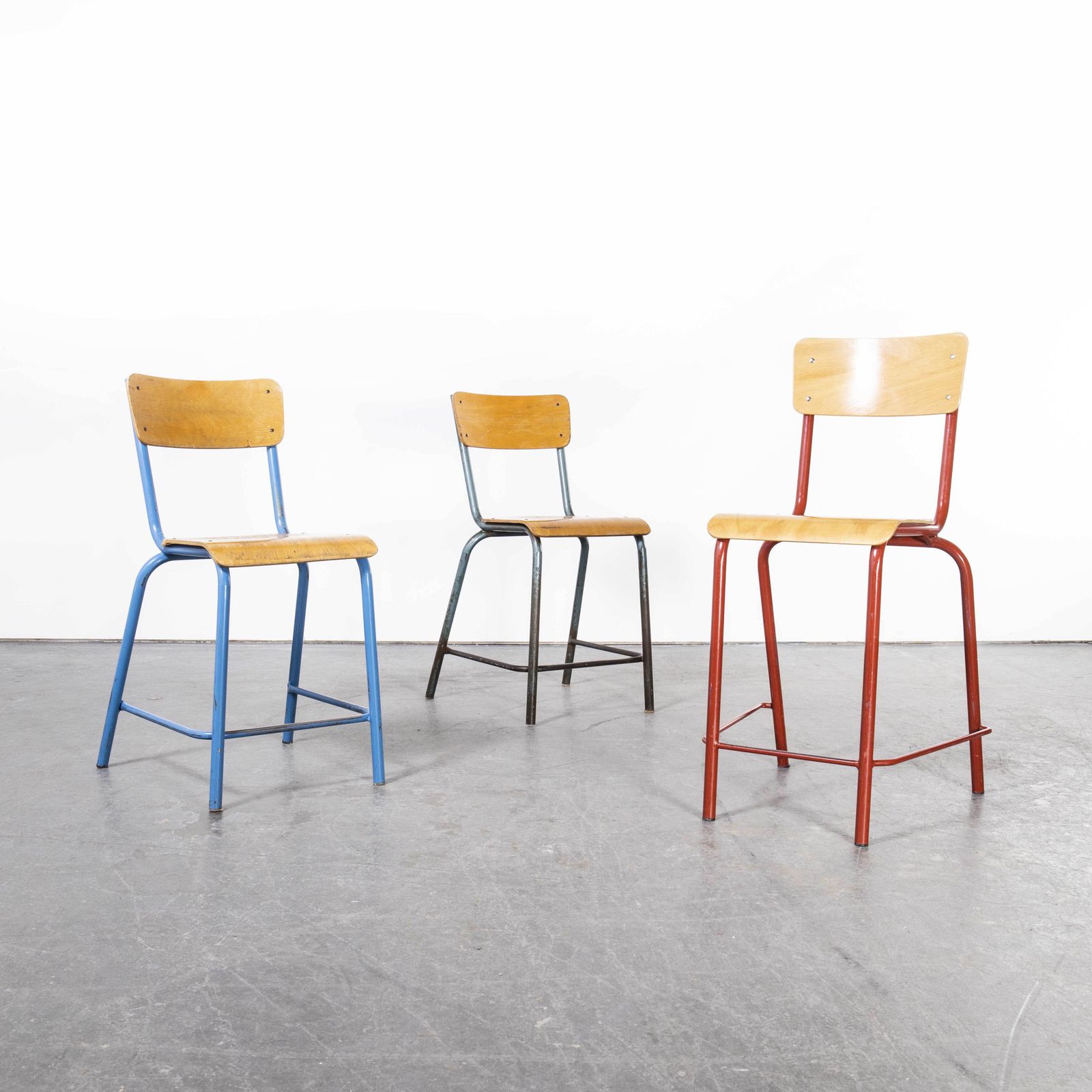 1950’s Mullca High Laboratory Stacking Dining Chairs – Set Of Three