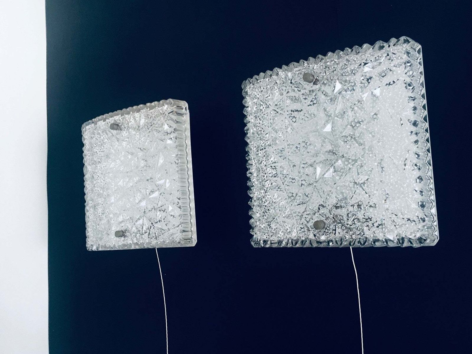 Midcentury Modern Design Glass Sconce Wall Lamp Set By Bur Leuchten, 1960's