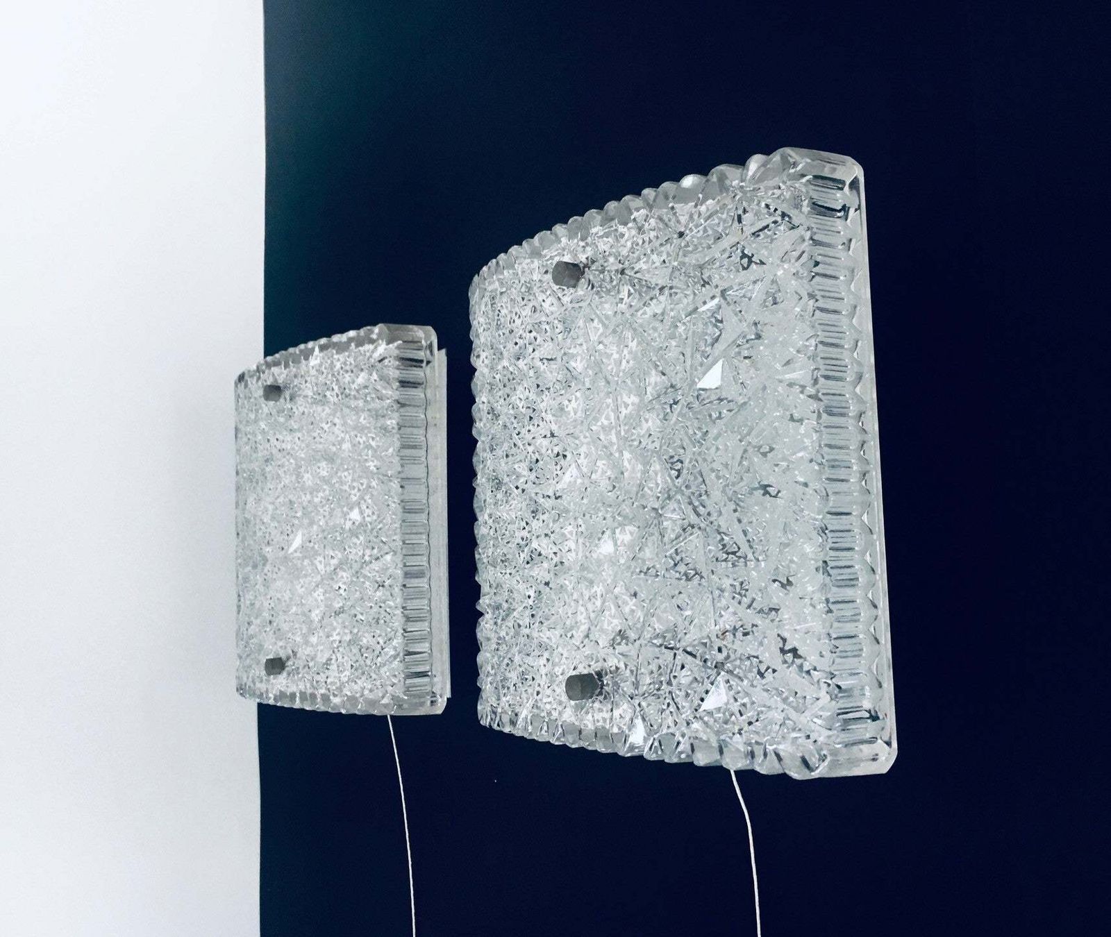 Midcentury Modern Design Glass Sconce Wall Lamp Set By Bur Leuchten, 1960's photo 328.6