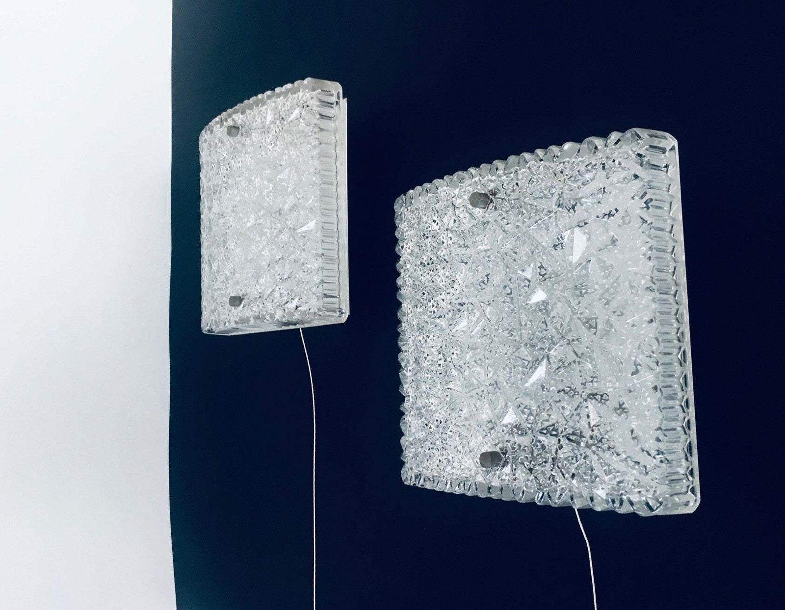 Lighting Midcentury Modern Design Glass Sconce Wall Lamp Set By Bur Leuchten, 1960's photo