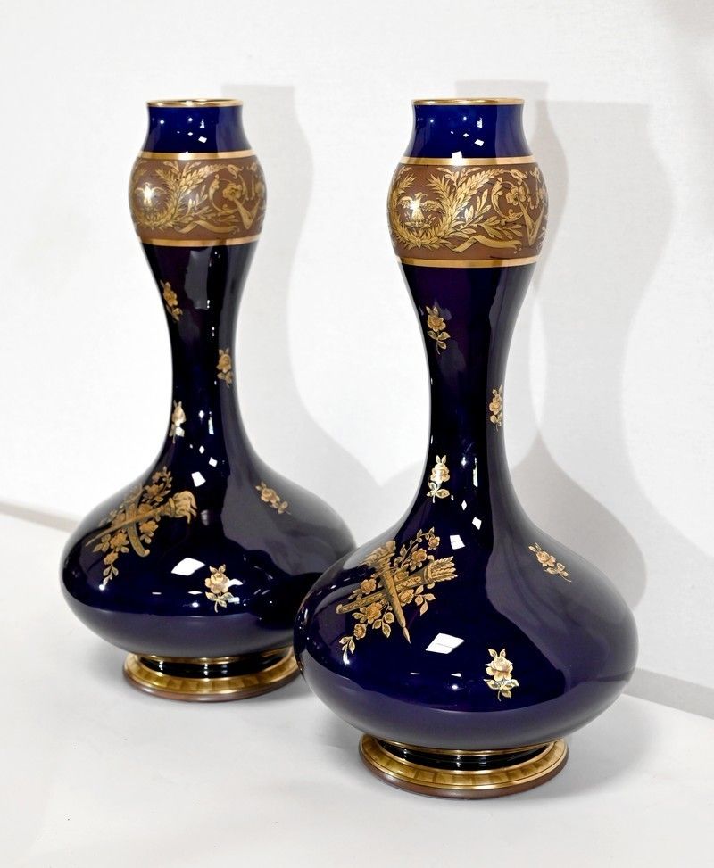 Pair Of Fine Earthenware Vases, Jaget & Pinon Early 20th Century photo for sale