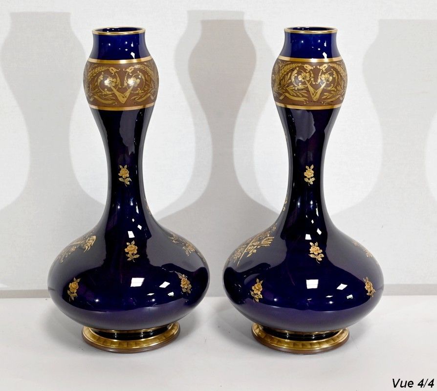 photo buy Pair Of Fine Earthenware Vases, Jaget & Pinon Early 20th Century