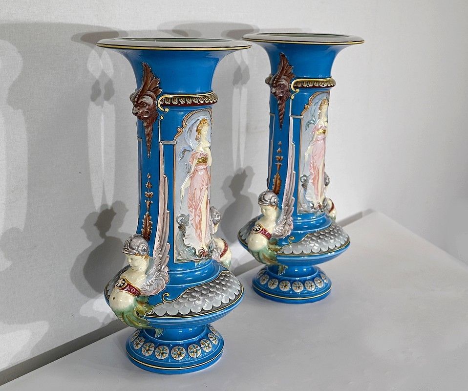 Pair Of Vases Creil Montereau Earthenware  Mid 19th Century photo furniture
