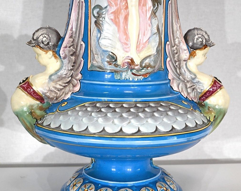 Pair Of Vases Creil Montereau Earthenware  Mid 19th Century photo buy
