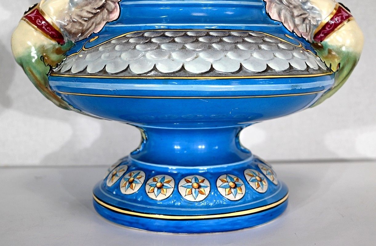Pair Of Vases Creil Montereau Earthenware  Mid 19th Century photo vintage