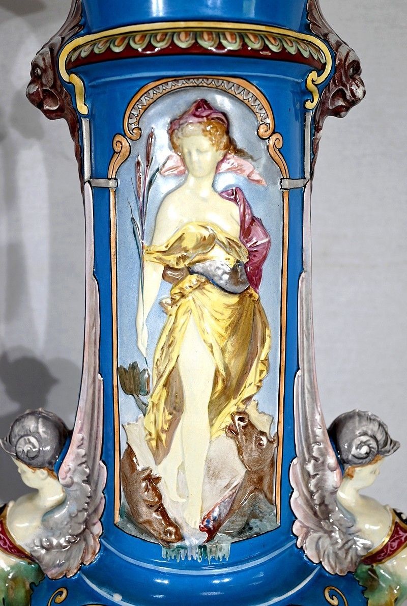 photo buy Pair Of Vases Creil Montereau Earthenware  Mid 19th Century