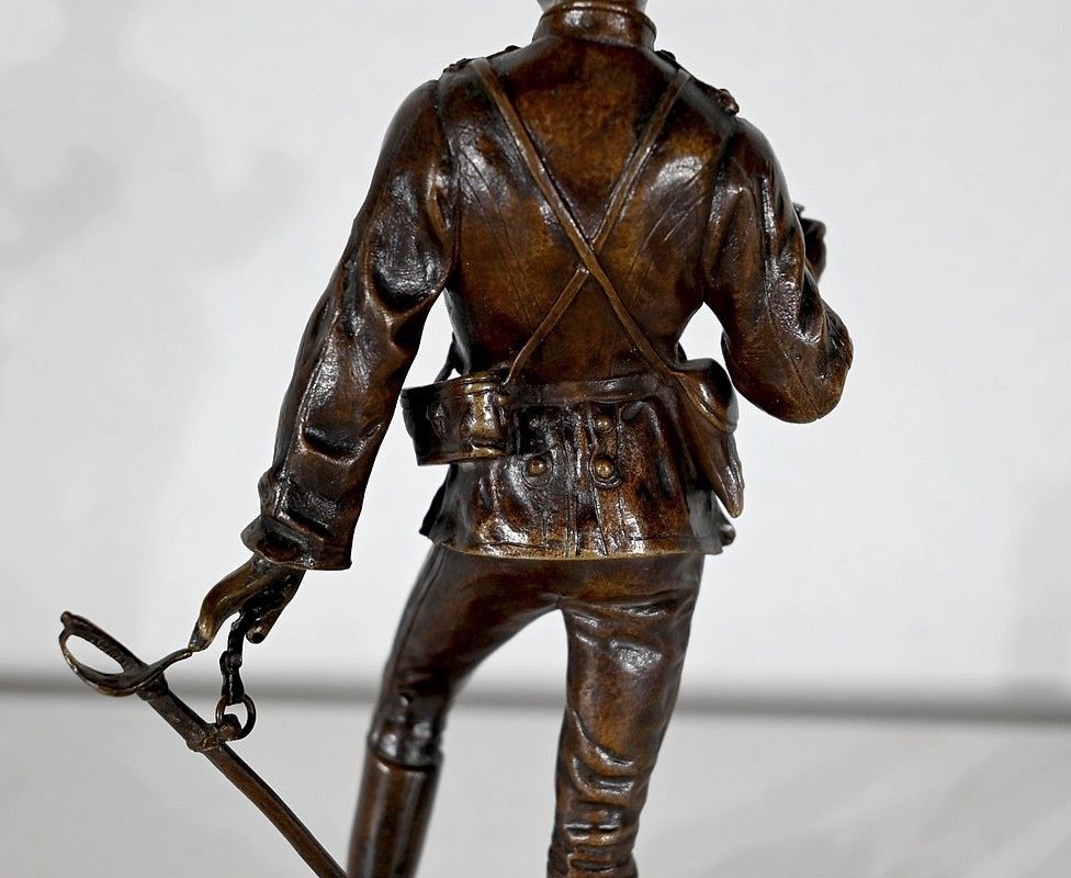 photo vinterior Bronze “Sur La Brèche”, By C. Anfrie – 2nd Half Of The 19th Century
