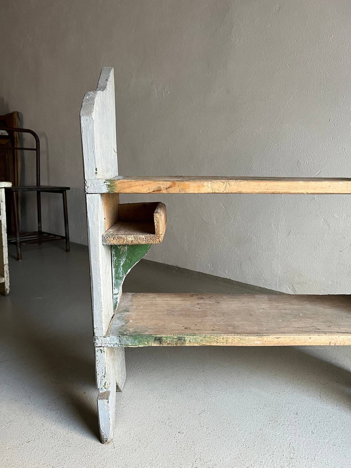Wabi Sabi Display Shelf | Rustic Blue Painted | Kitchen | Antique photo vinterior