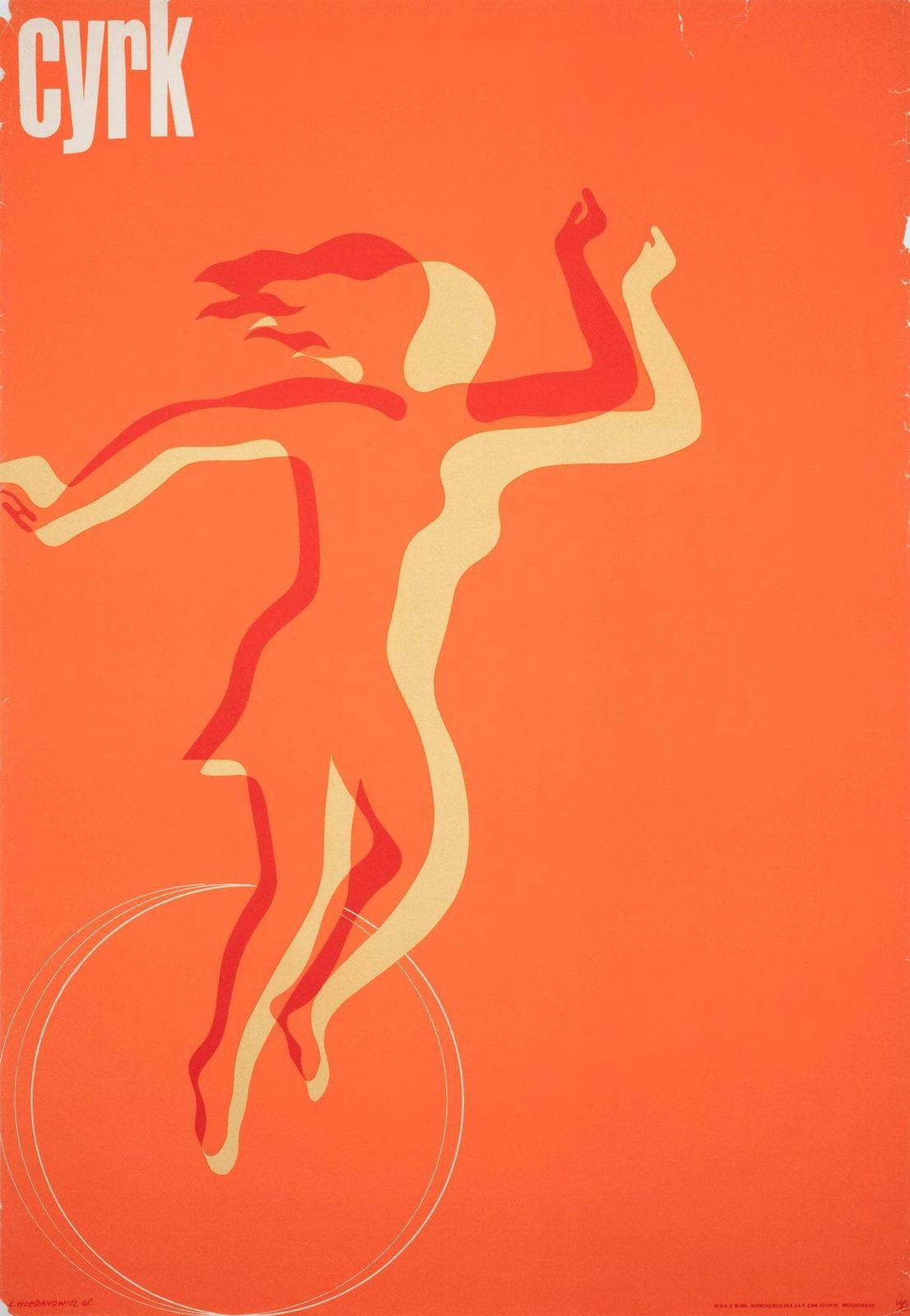 Cyrk Woman In Silhouette On Ball 1968 Polish Circus Poster, Holdanowicz