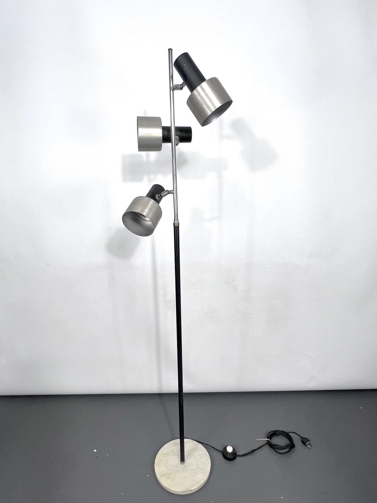 photo for sale Mid Century Marble And Metal Three Arms Floor Lamp. Italy 1960s