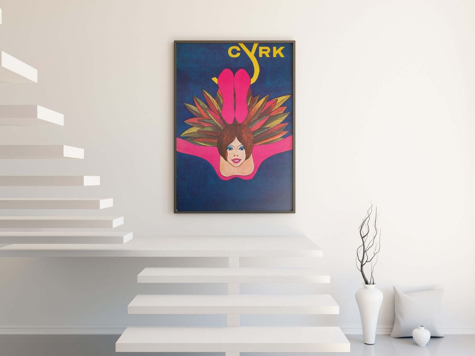 Cyrk Acrobat Swinging 1977 Polish Circus Poster, Janowski photo furniture