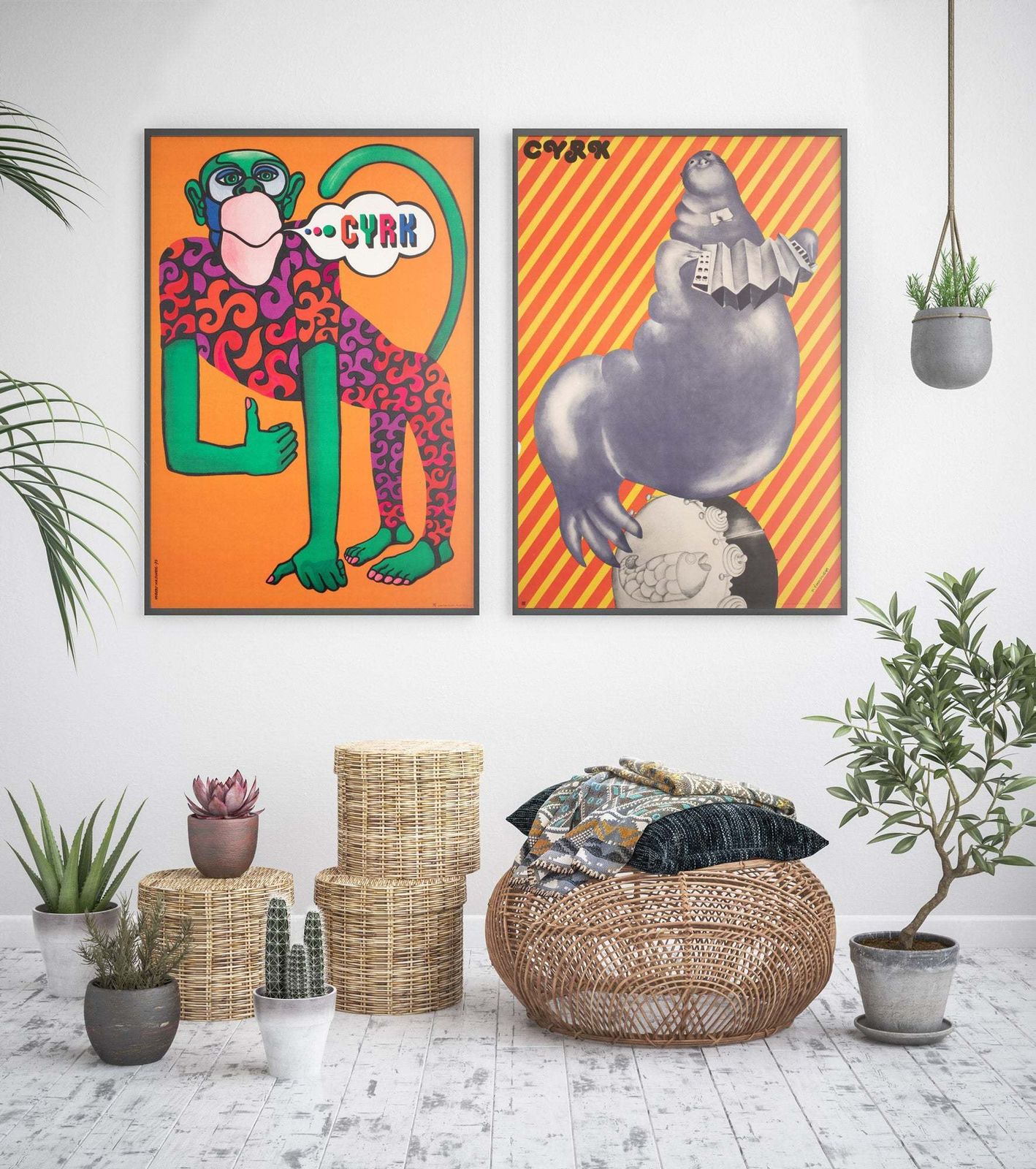 Cyrk Walrus Playing Accordion 1975 Polish Circus Poster, Zukowska photo furniture