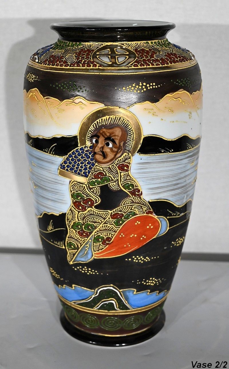 Pair Of Japanese Porcelain Satsuma Vases   Early 20th Century photo buy