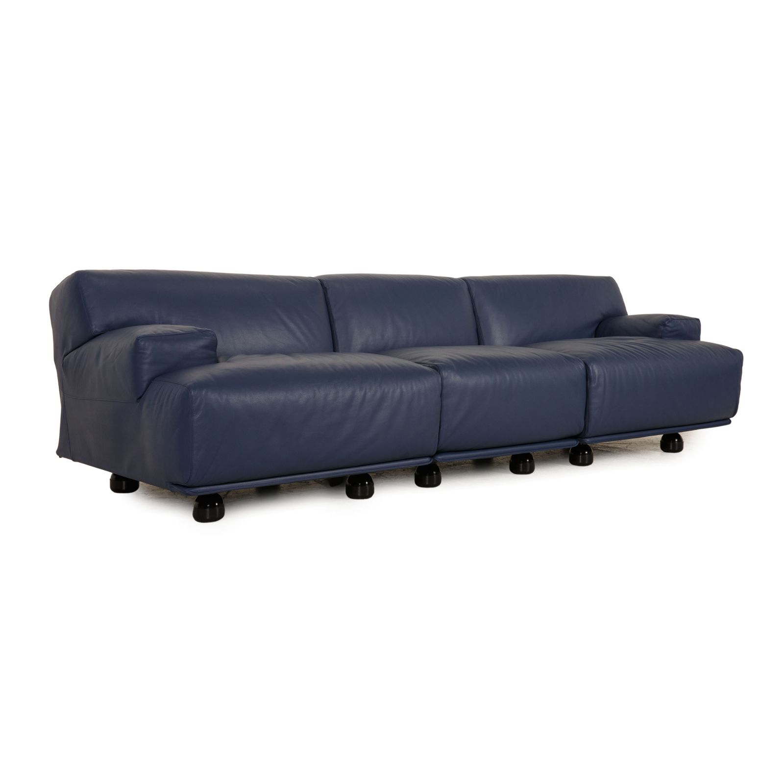 Cassina Fiandra leren driezitsbank – blauw photo vinterior