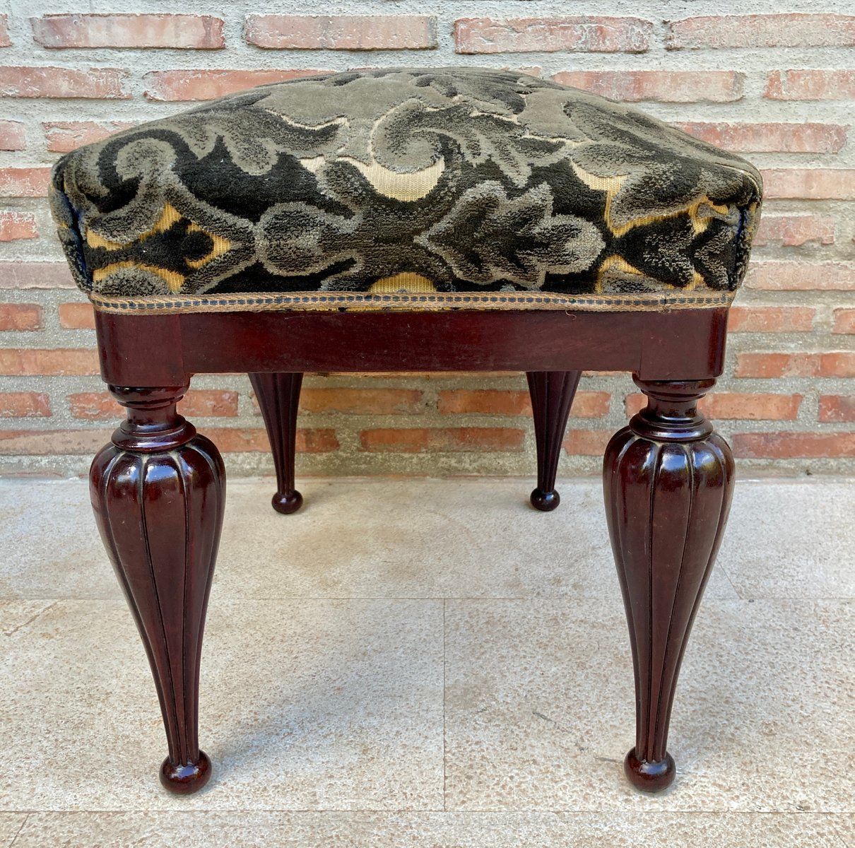Mid Century Spanish Footstool In Wood, 1960 photo for sale