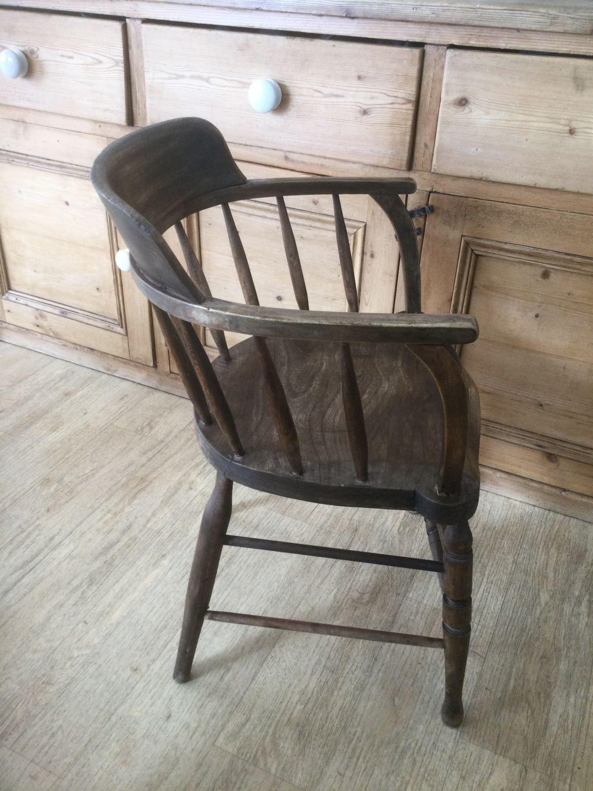 Early Victorian Elm Captains Chair/ Armchair photo vintage