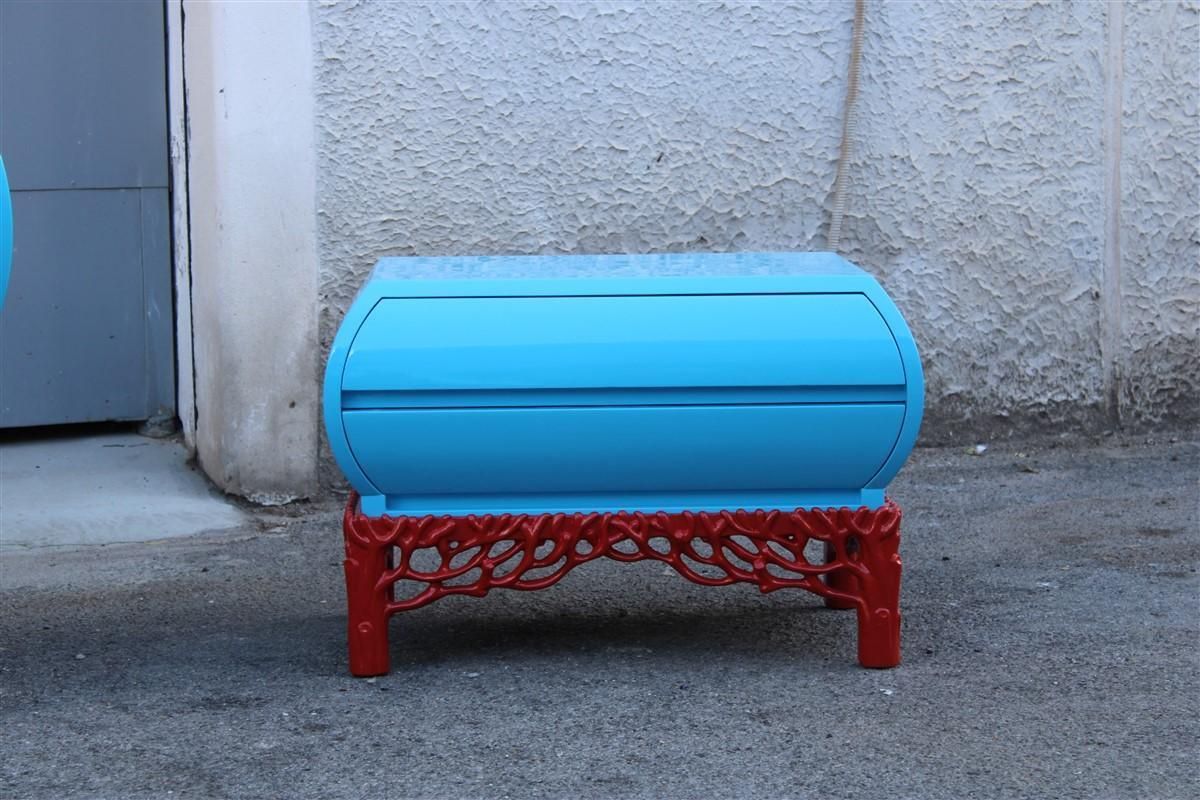 Decotarive Bedroom Sets Arpex Roma 1970 In Sea Blue And Red Coral Made In Italy photo Furniture