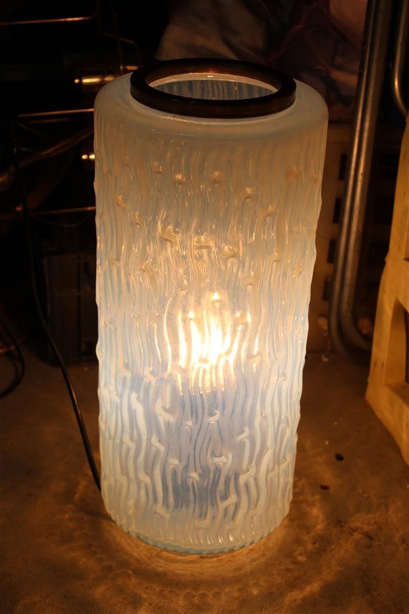 photo for sale Venini 1960s Iridescent Murano Glass Cylinder Table Lamp Made In Italy, 1960s