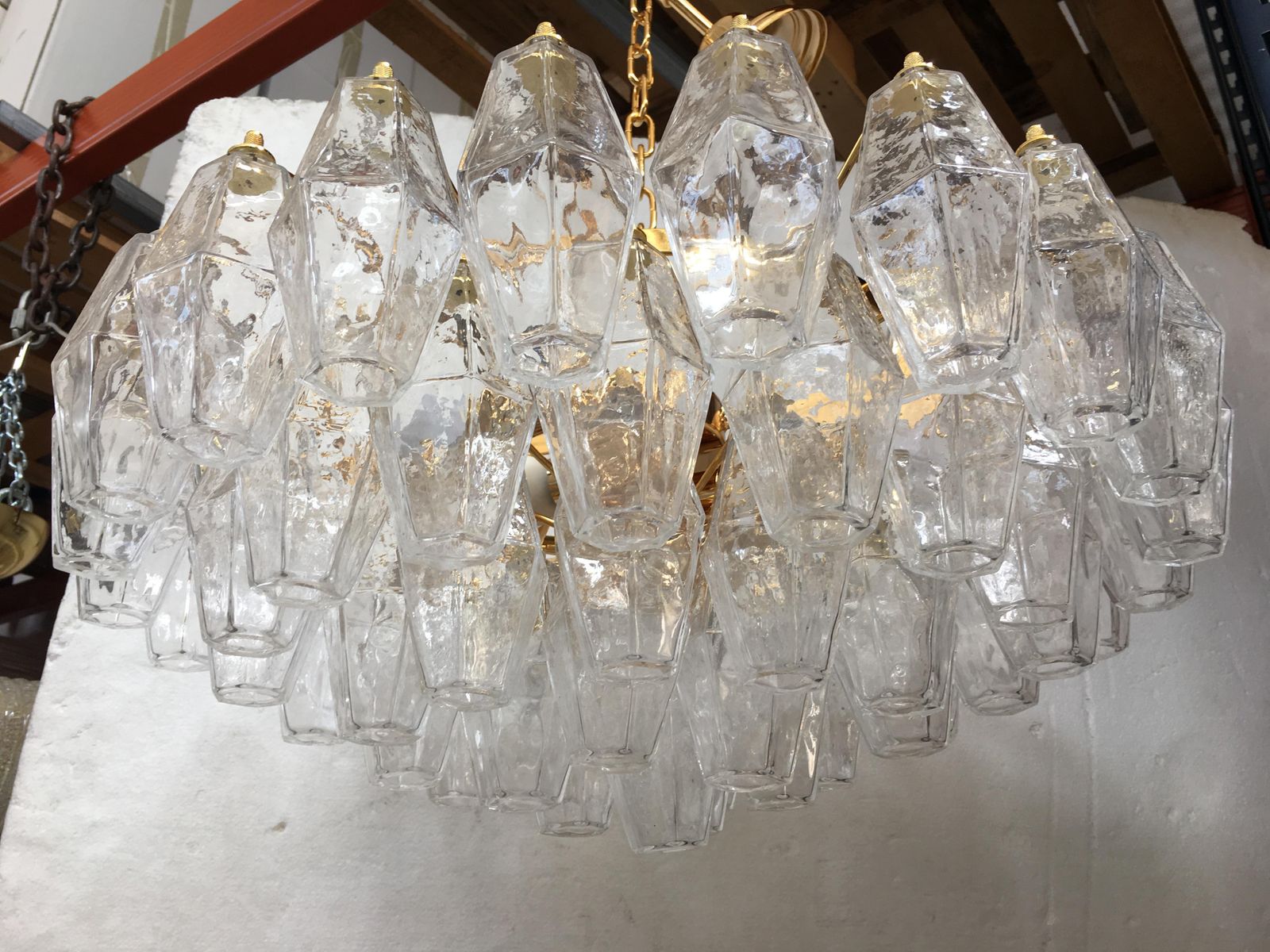 Impressive Murano Glass Sputnik Chandelier Poliedro Like Mazzega Zuccheri Venini Barovier Style photo vintage