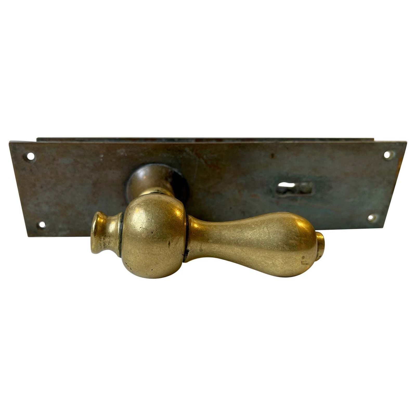 Bauhaus Era Door Handle Set In Bronze And Brass, 1930s, 1 Set