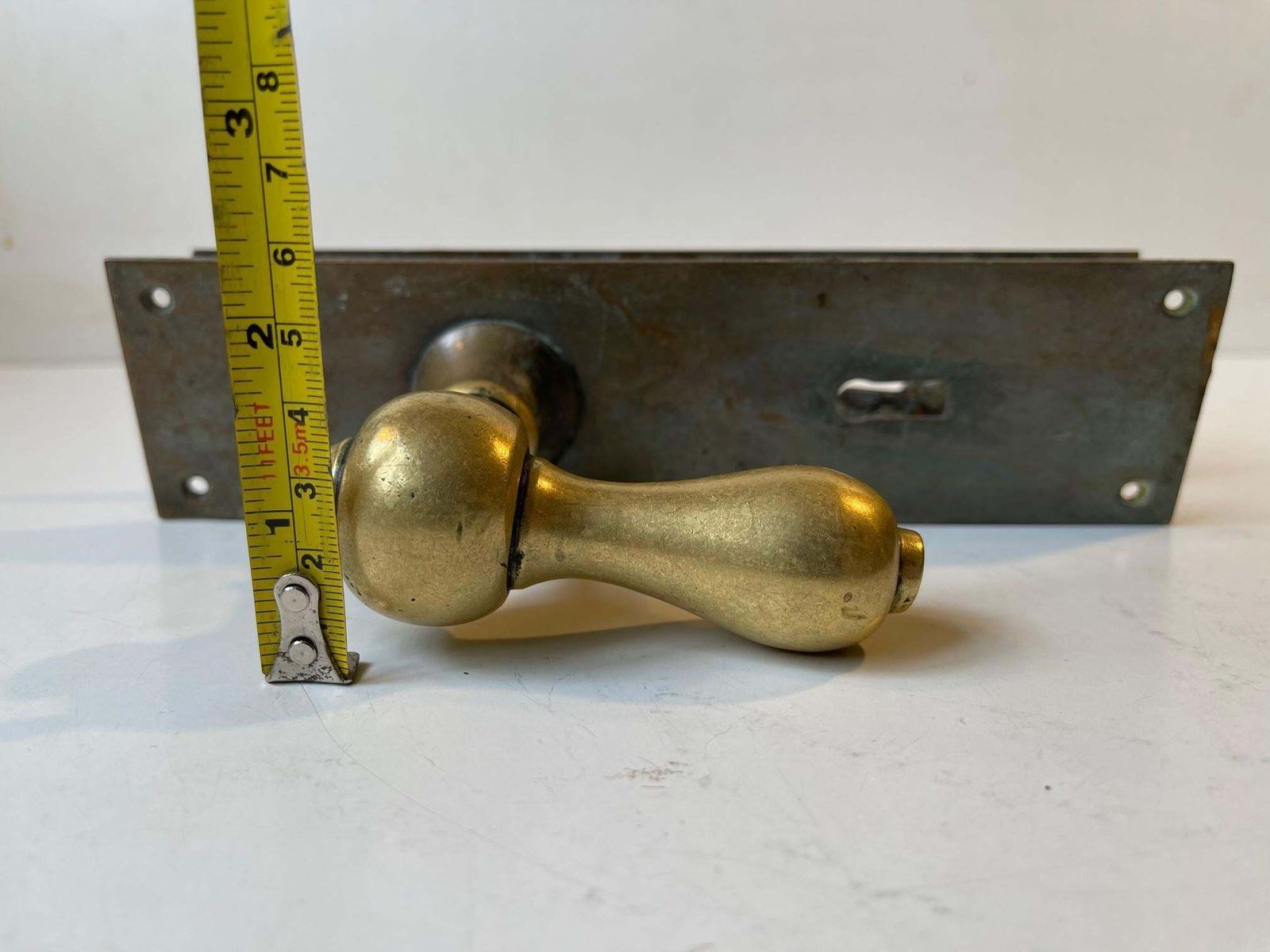 photo for sale Bauhaus Era Door Handle Set In Bronze And Brass, 1930s, 1 Set